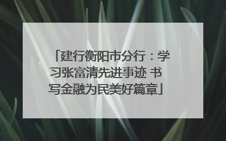 建行衡阳市分行：学习张富清先进事迹 书写金融为民美好篇章